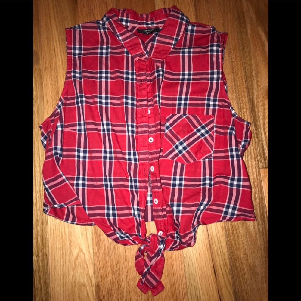 Button Up Self Tie Top